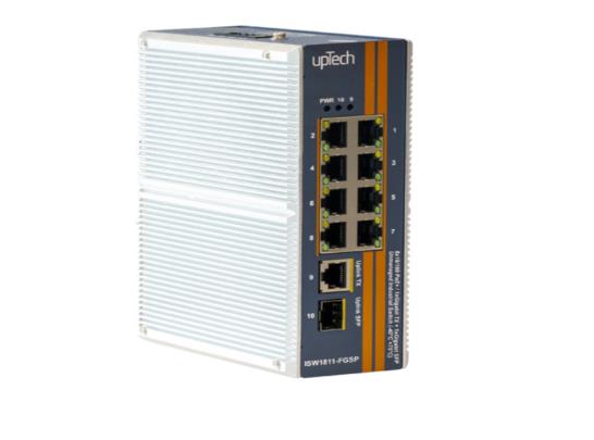 Uptech ISW1811-FGSP 8 Port 10/100Mbps PoE + 1 Port 1G TX + 1 Port 1G SFP Yönetilemeyen Endüstriyel Tip DIN Rail Switch